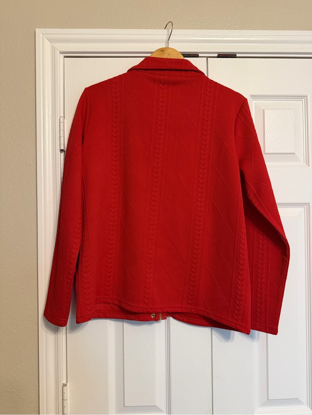 Cable-Textured Snap Jacket - Red - Picture 2 of 3